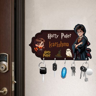 Wooden Wizard Theme Key Holder with 5 Hooks for Wall Decor in harry porter theme